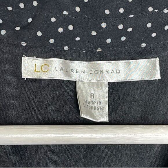LC Lauren Conrad Dress Black White Polka Dot Ruffle Flutter Women’s Size 8 Small - Picture 9 of 12